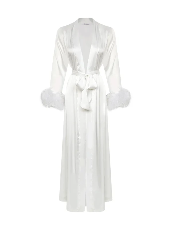 Sheer Lingerie Robe with Feather Trim – Michelle Sew Cool